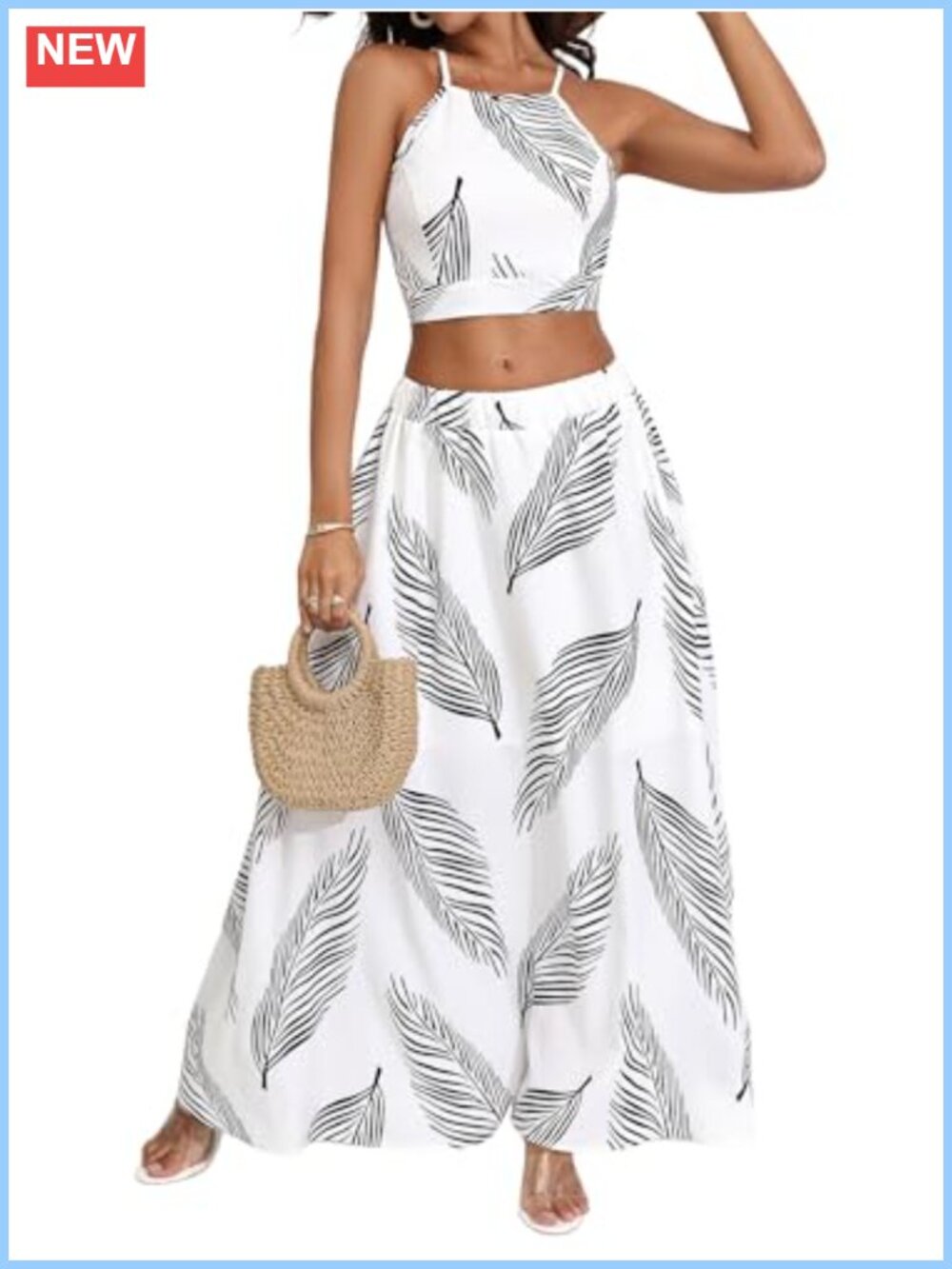 Women's 2 Piece Summer Set Halter Top Split Maxi Skirt Boho Vacation